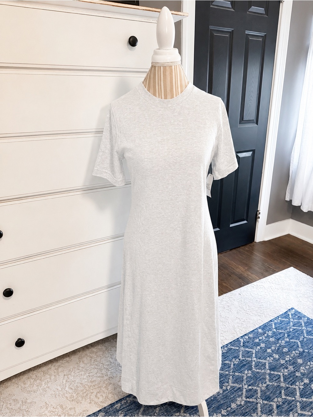 Short-Sleeve Cotton Midi Dress